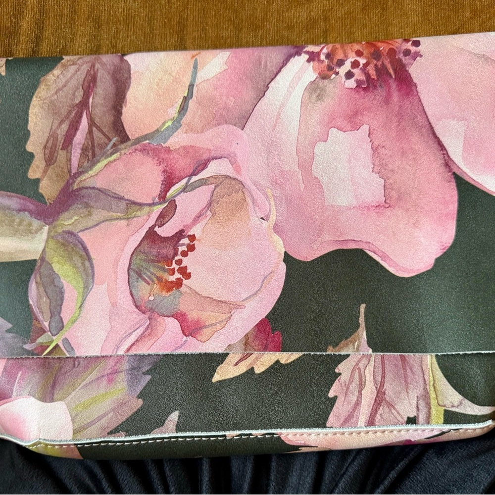 Anthropologie Pink Floral Clutch